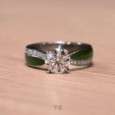 Representing Milestones: Hand Carved Pounamu and Diamond Engagement Ring Remodel