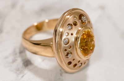 Swinging Sixties Inspired Yellow Sapphire Ring