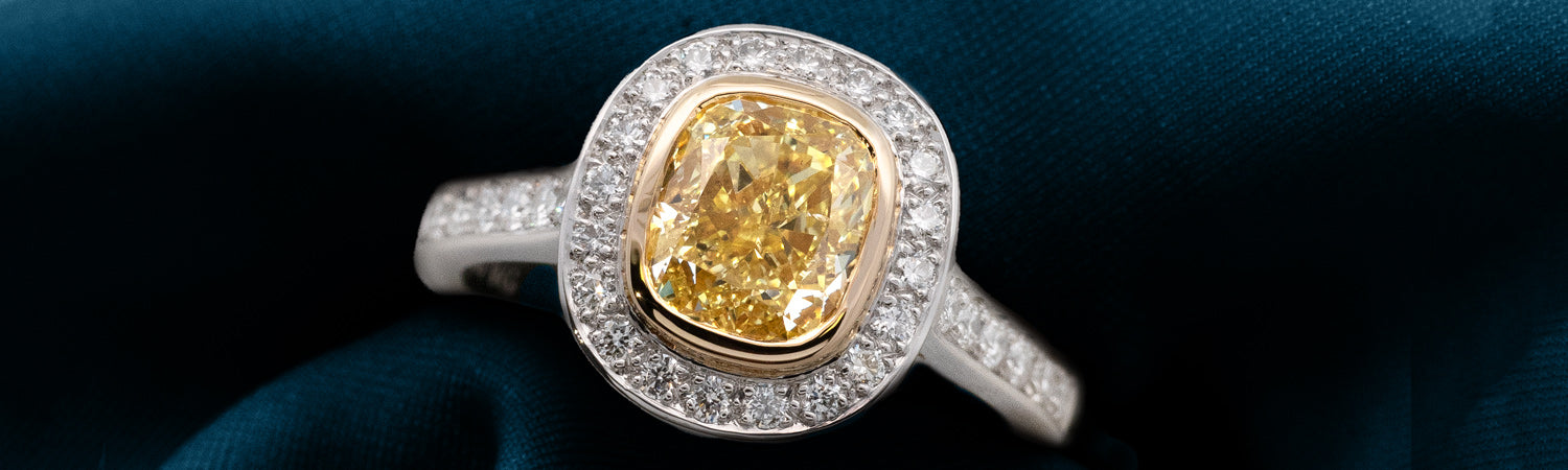 Natural Fancy Yellow Diamond Halo Ring