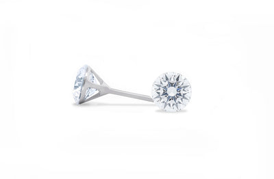 The Floeting® Diamond Stud Earrings | 0.56ctw F VS2, Floeting® Diamond Platform, Clawless diamond, prongless diamond, 