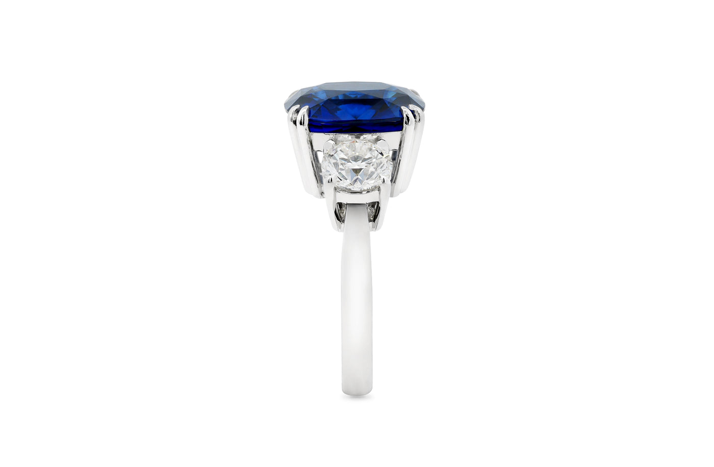 Sapphire and Diamond Three Stone Ring in Platinum | 12.24ctw