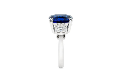 Sapphire and Diamond Three Stone Ring in Platinum | 12.24ctw