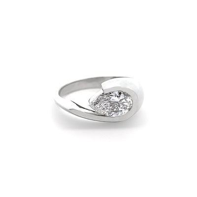 Patai: Pear Cut Diamond Solitaire Ring in Platinum | 1.00ct