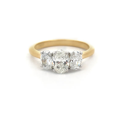 Harmony: Oval Cut Diamond Three Stone Ring in Yellow Gold | 1.50ctw