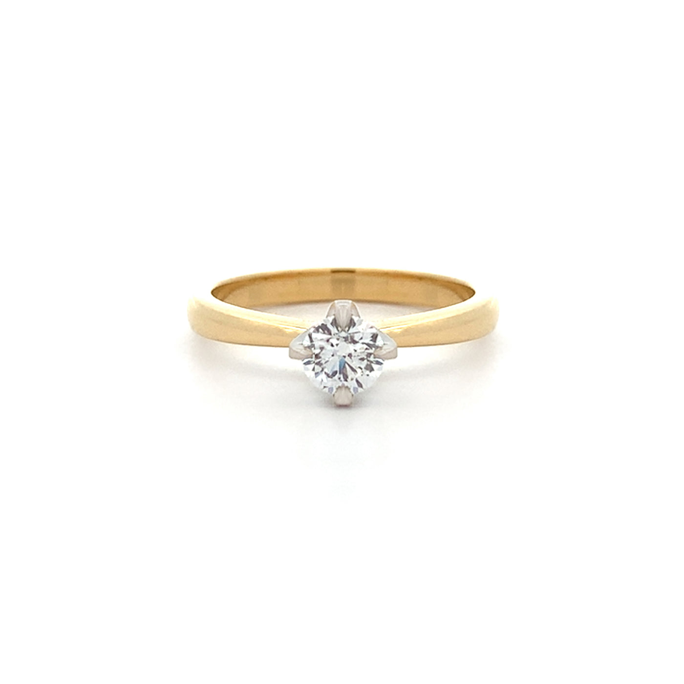 Brilliant Cut Diamond Solitaire Ring in Yellow Gold