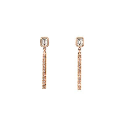 Emerald Cut and Argyle Pink Diamond Drop Earrings | 0.43ctw