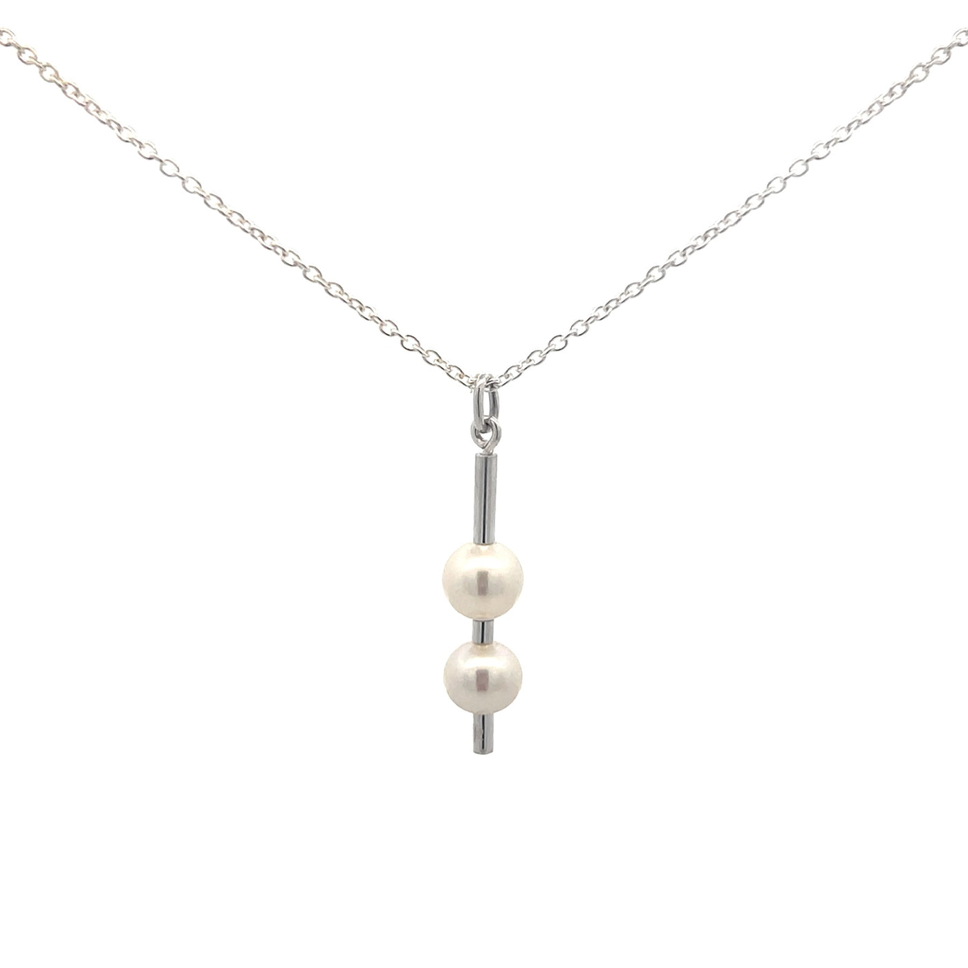 Bravo: Double Pearl Drop Pendant in Sterling Silver