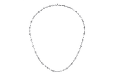 Bead Necklace in White Gold