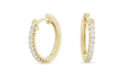 Scallop Set Diamond Hoop Earrings in Gold | 0.35ctw