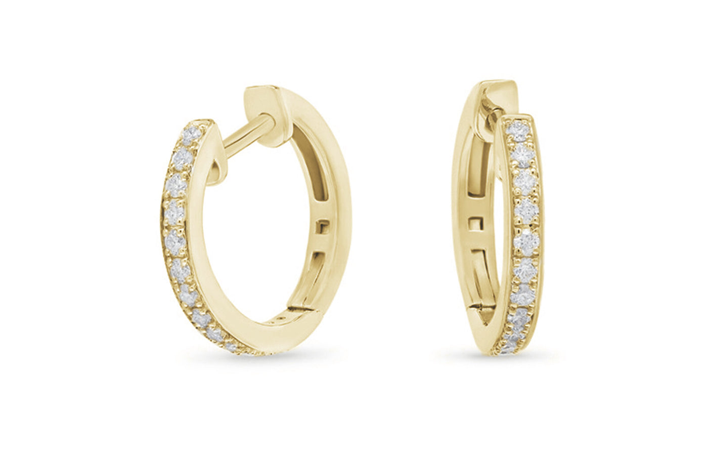 Grain Set Diamond Huggie Earrings in Gold | 0.35ctw