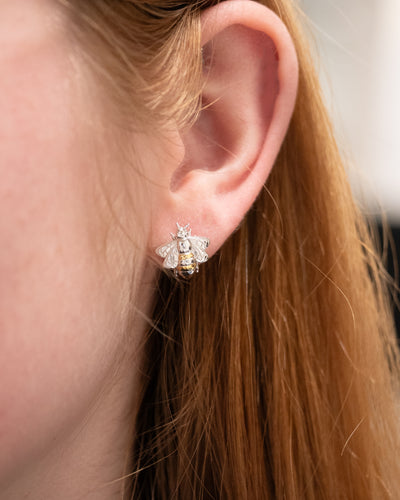 Sterling Silver and Gold plated Bee Stud Earrings

