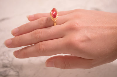 A Celebration of Light: Rubellite Tourmaline Ring in Yellow Gold