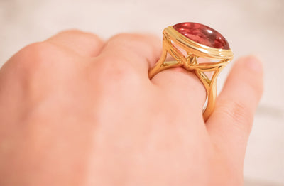 A Celebration of Light: Rubellite Tourmaline Ring in Yellow Gold