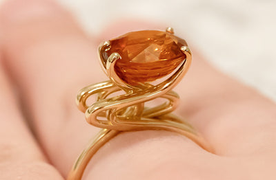 Tangerine: Zircon Dress Ring in Yellow Gold | 8.21ct