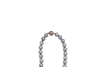 Blue Tahitian Pearl Strand Necklace with a Diamond Set Gold Clasp
