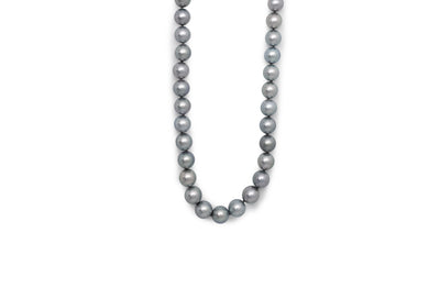 Blue Tahitian Pearl Strand Necklace with a Diamond Set Gold Clasp