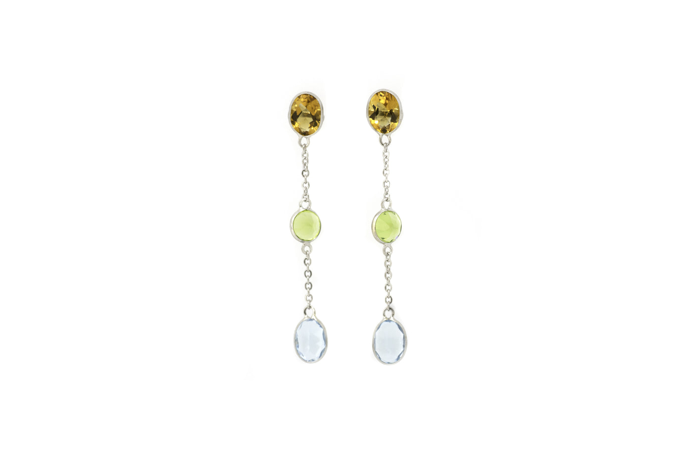 Spring: Gemstone Drop Earrings in White Gold | 4.40ctw