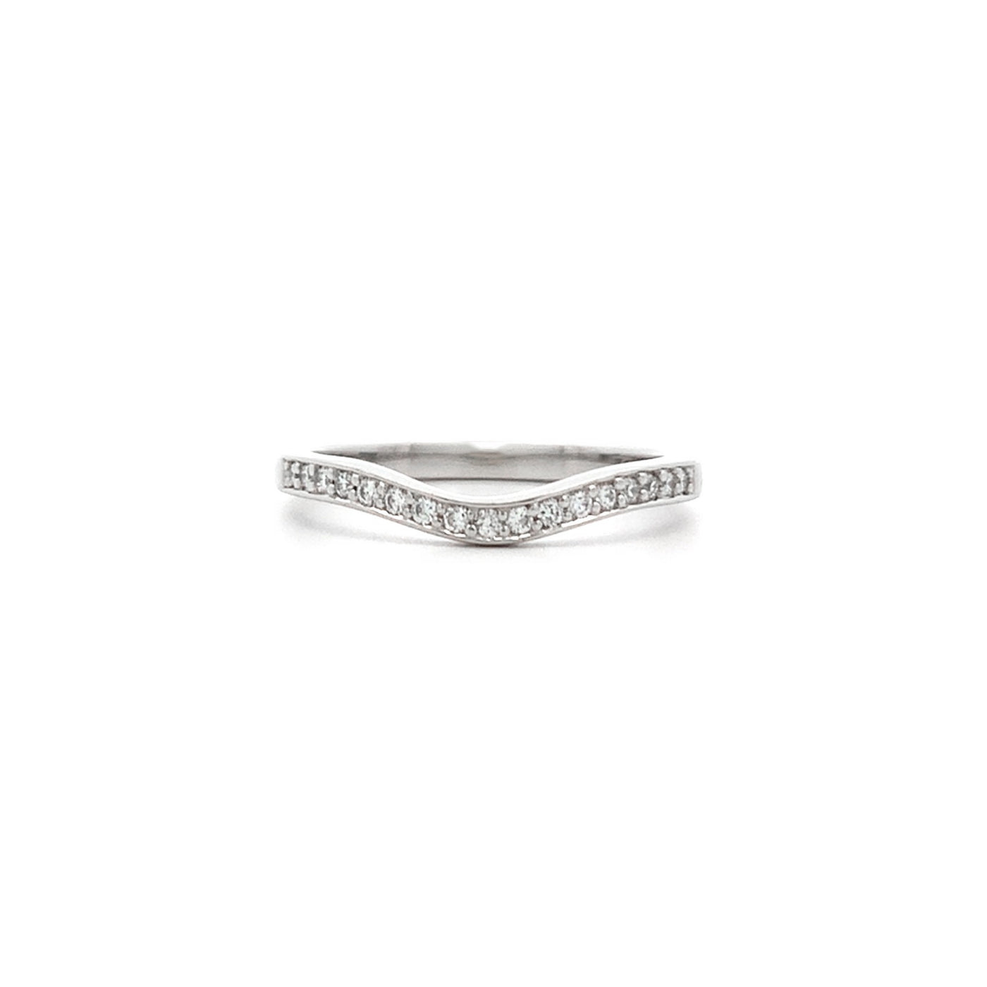 Brilliant Cut Diamond Grain Set Curved Ring in Platinum | 0.13ctw