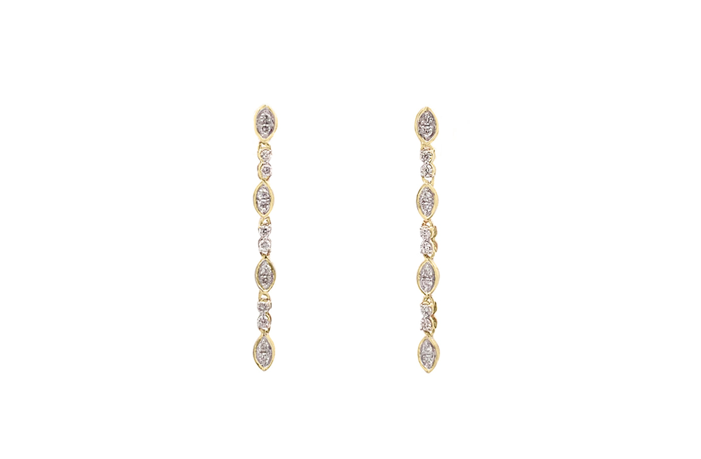 Willow: Diamond Cluster Drop Earrings in Gold