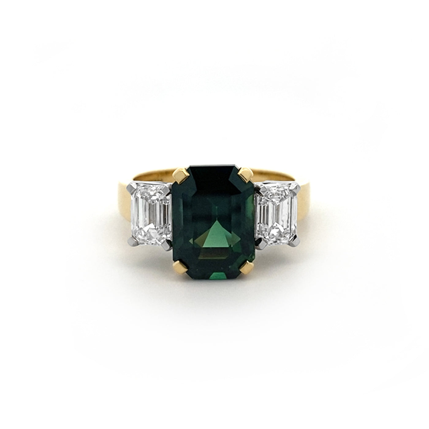 Pine: Sapphire and Diamond Three Stone Ring