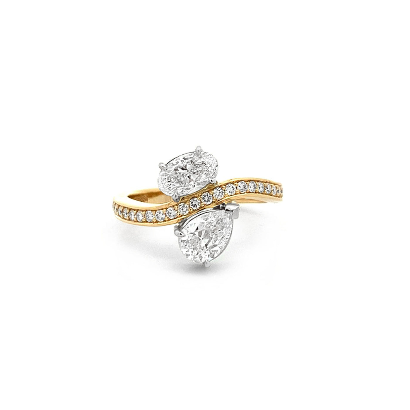 Dancers: Pear & Oval Cut Diamond Ring in Yellow Gold | 1.72ctw