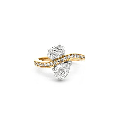 Dancers: Pear & Oval Cut Diamond Ring in Yellow Gold | 1.72ctw