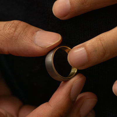 Brushed Tantalum Ring with Gold Inner