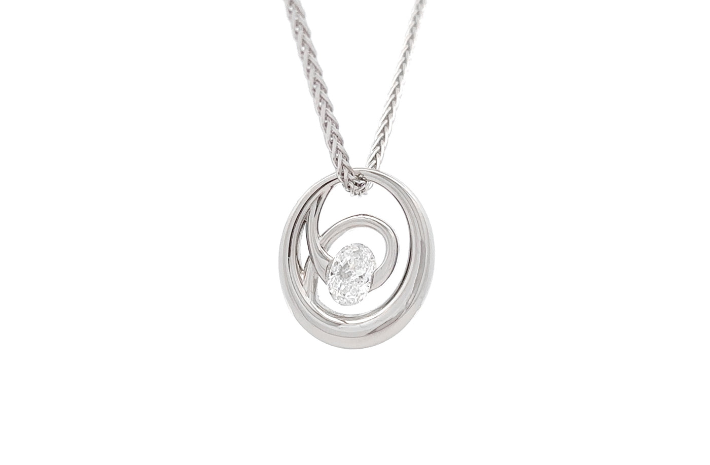 Chronus: Oval Cut Diamond Pendant in Platinum | 1.01ct
