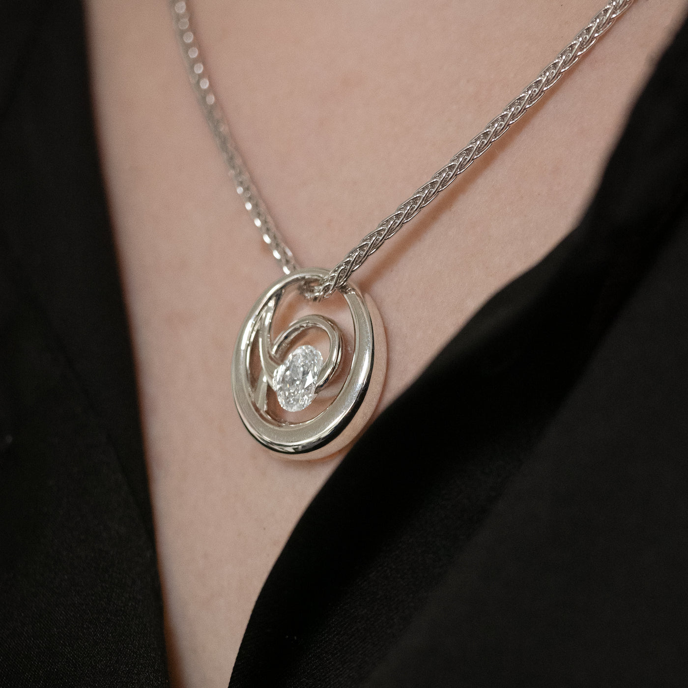 Chronus: Oval Cut Diamond Pendant in Platinum | 1.01ct
