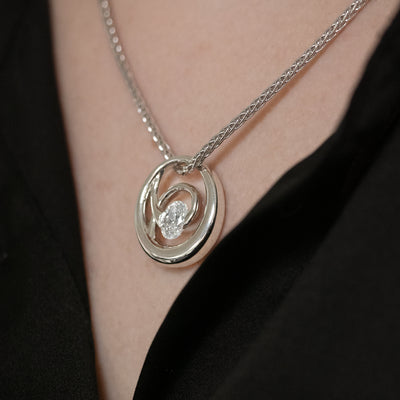 Chronus: Oval Cut Diamond Pendant in Platinum | 1.01ct
