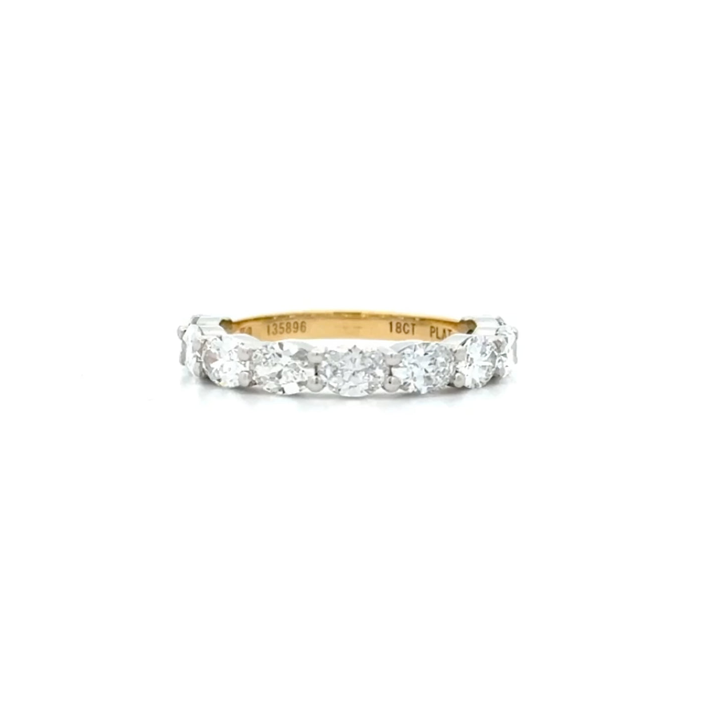 East to West Set Oval Cut Diamond Ring