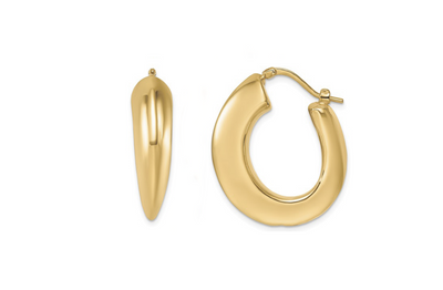 Knife Edge Graduated Hoop Earrings in Yellow Gold