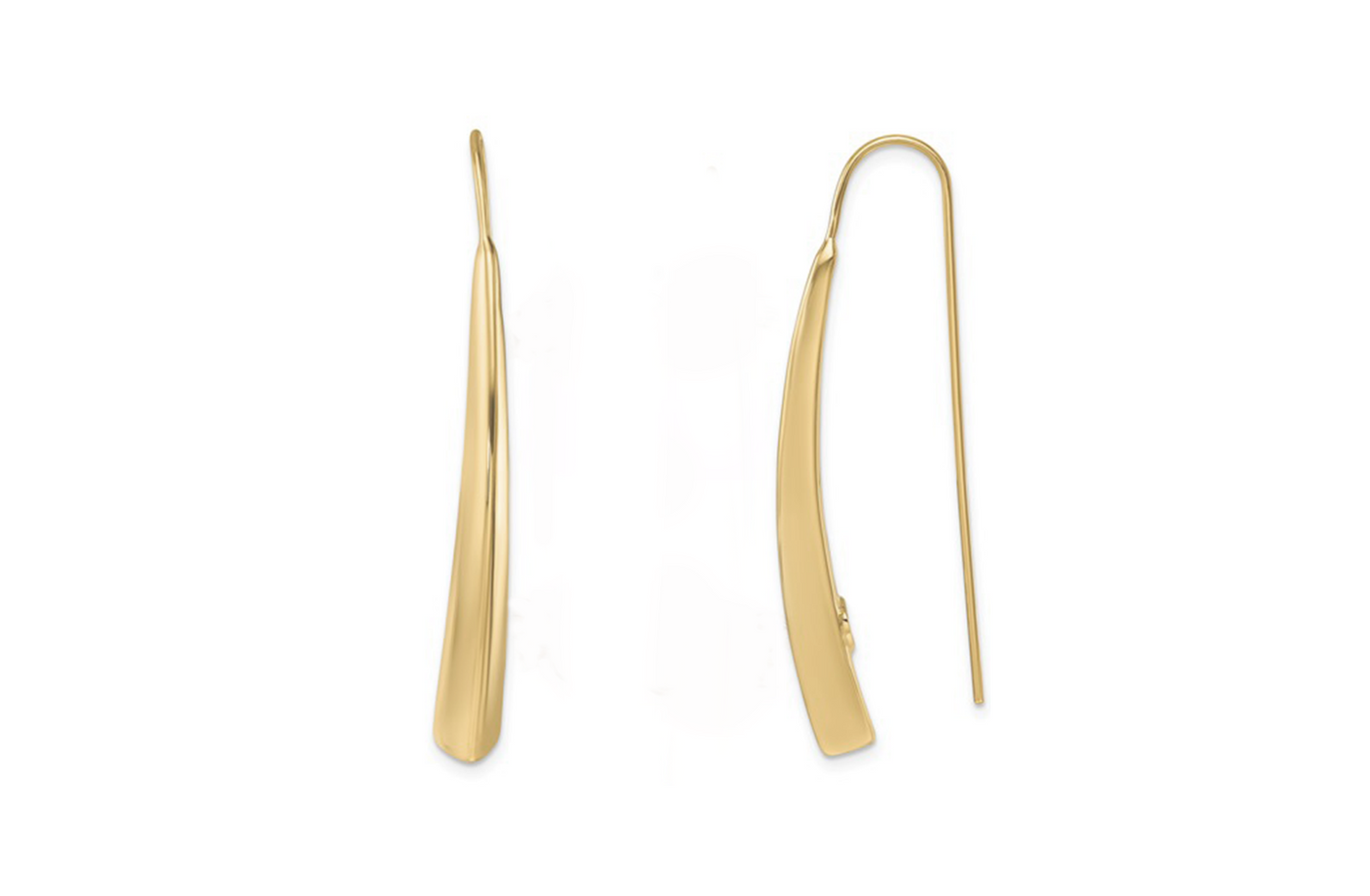 Hollow Knife Edge Threader Earrings in Yellow Gold