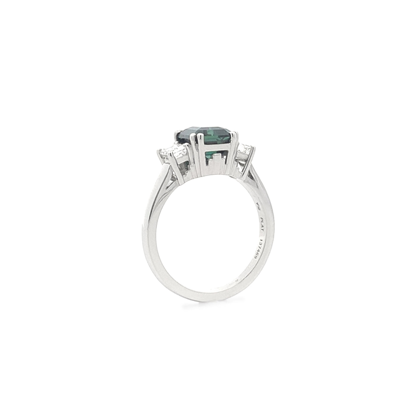Deco-Style Sapphire and Diamond Three Stone Ring