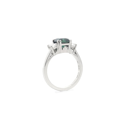 Deco-Style Sapphire and Diamond Three Stone Ring