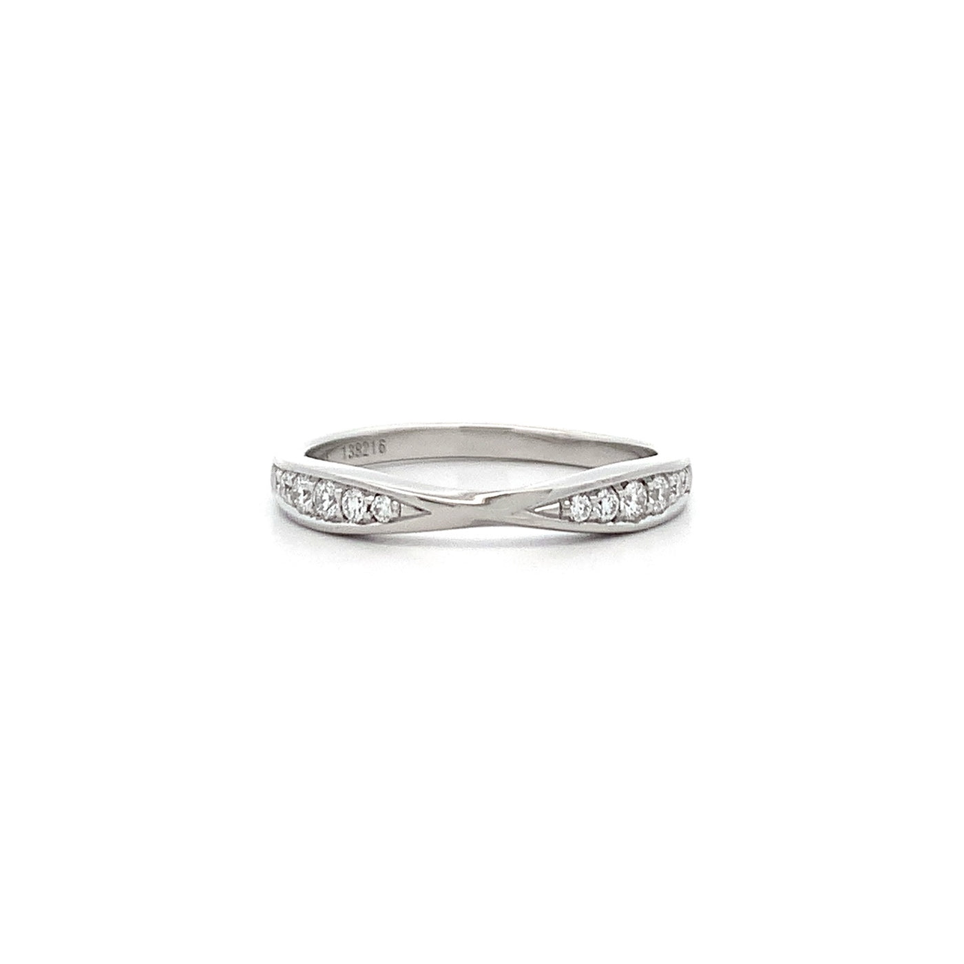 Brilliant Cut Diamond Set Cinched Ring in Platinum | 0.18ctw