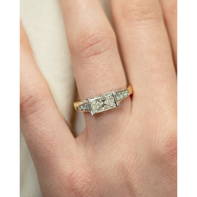 Golden Gate: Elongated Princess Cut Solitaire Ring in Yellow Gold | 1.84ctw