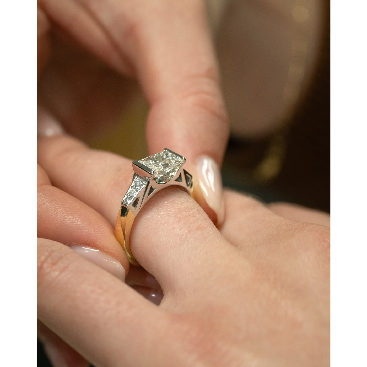 Golden Gate: Elongated Princess Cut Solitaire Ring in Yellow Gold | 1.84ctw