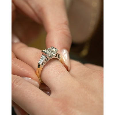 Golden Gate: Elongated Princess Cut Solitaire Ring in Yellow Gold | 1.84ctw