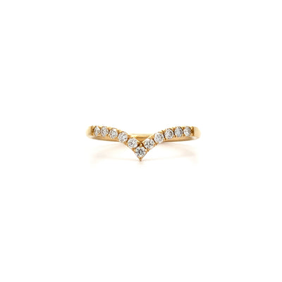 Brilliant Cut Diamond Claw Set V-shaped Ring in Yellow Gold | 0.22ctw