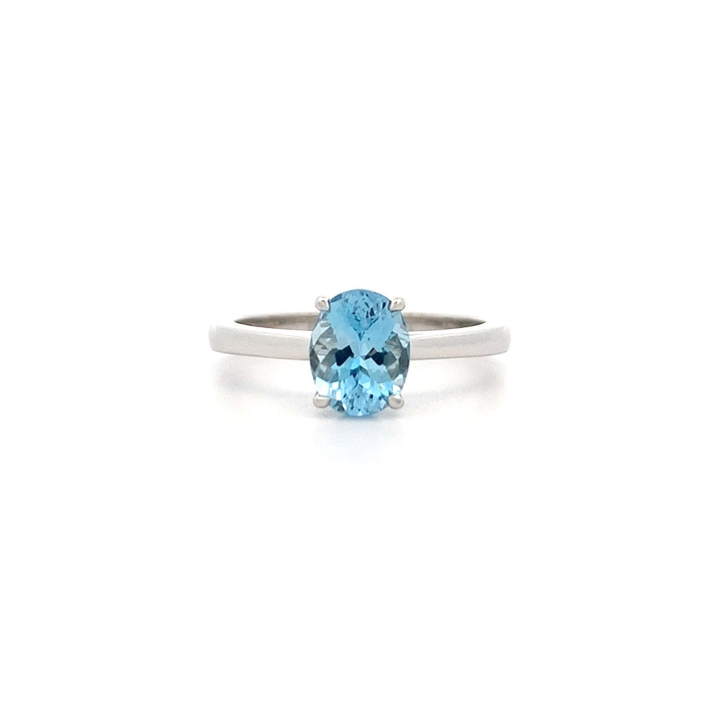 Alice: Oval Aquamarine Solitaire Ring in Platinum | 1.13ct