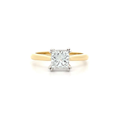 Alice: Princess Cut Diamond Solitaire Ring in Yellow Gold | 1.03ct E VS2