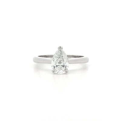 Alice: Pear Cut Diamond Solitaire Ring in Platinum | 1.01ct G VS2