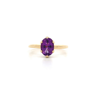 Oval Cut Amethyst Solitaire Ring in Yellow Gold | 1.21ct