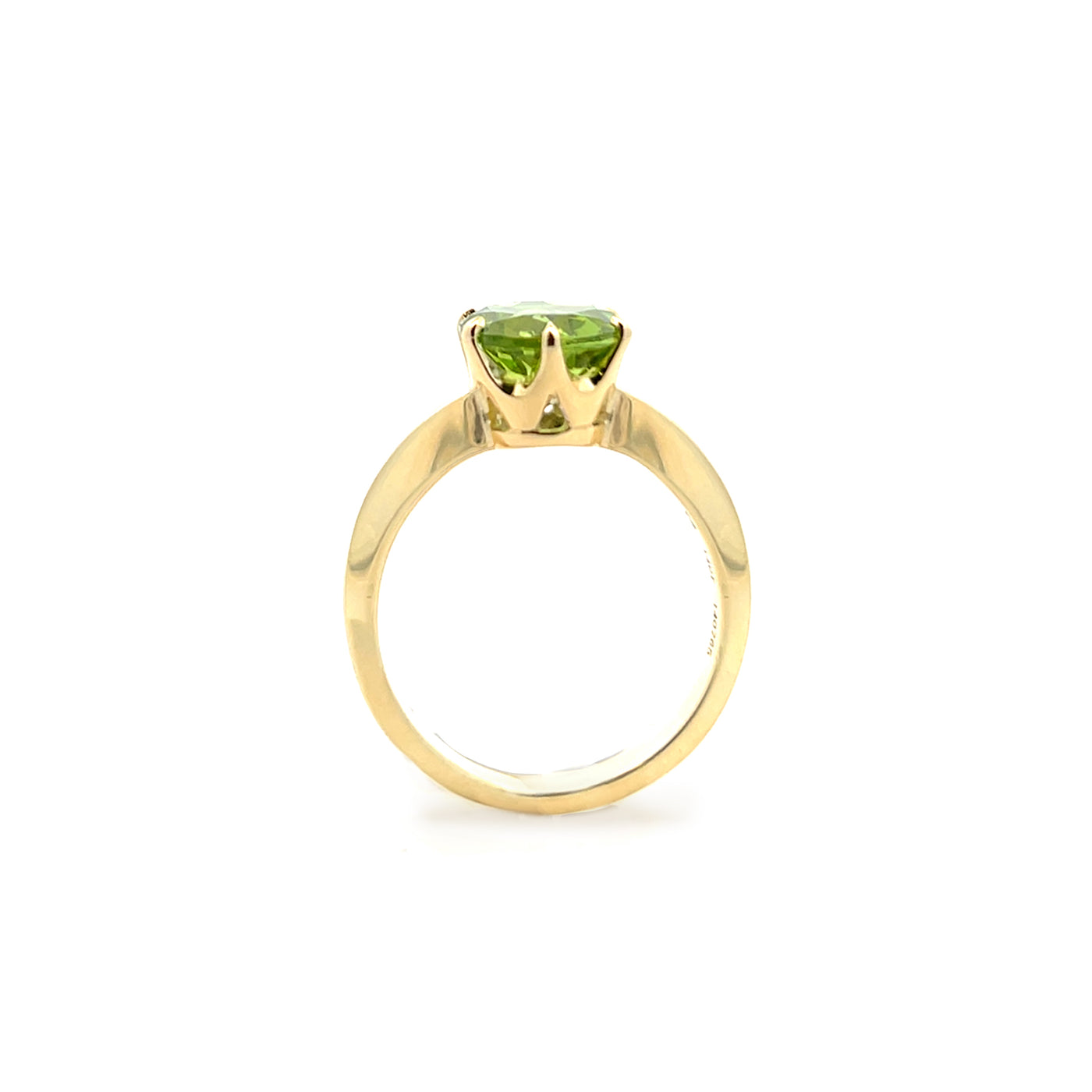 Round Cut Peridot Solitaire Ring in Yellow Gold | 3.18ct