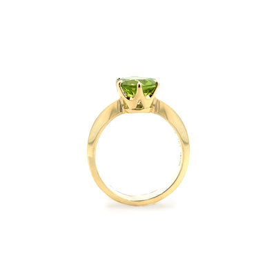 Round Cut Peridot Solitaire Ring in Yellow Gold | 3.18ct