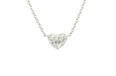 Heart Cut Diamond Pendant in Platinum | 0.90ct D IF