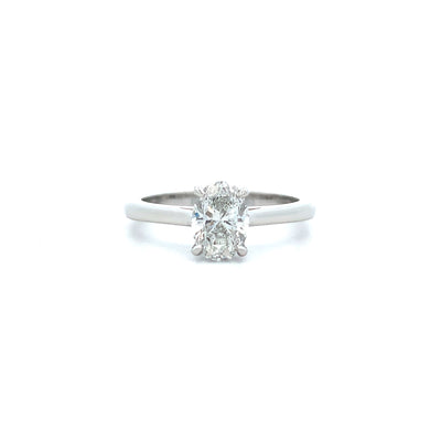 Alice: Oval Cut Diamond Solitaire Ring in Platinum | 0.87ct F SI1 clarity