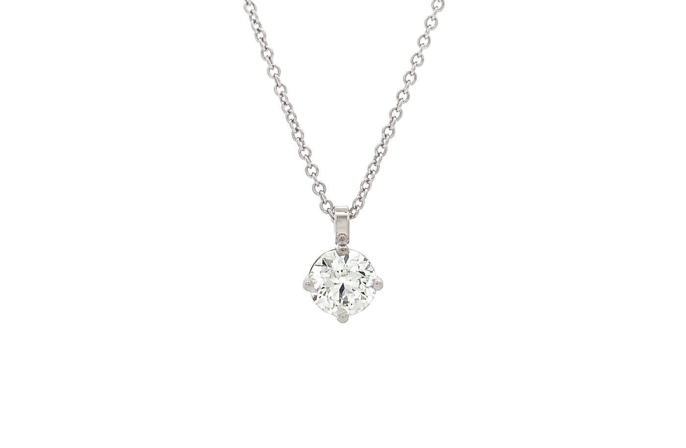Brilliant Cut Diamond Solitaire Pendant in White Gold | 1.02ct