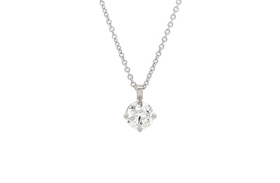 Brilliant Cut Diamond Solitaire Pendant in White Gold | 1.02ct